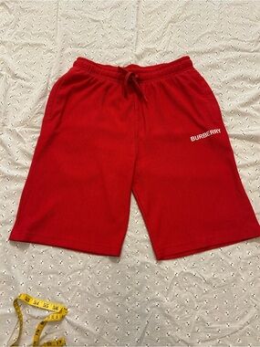 Burberry Red Ribbed Lounge Shorts with Elastic Waist